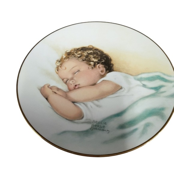 Bessie Pease Gutmann Collector Plate Sleeping Baby Gold Trim Nursery Decor - Picture 2 of 4